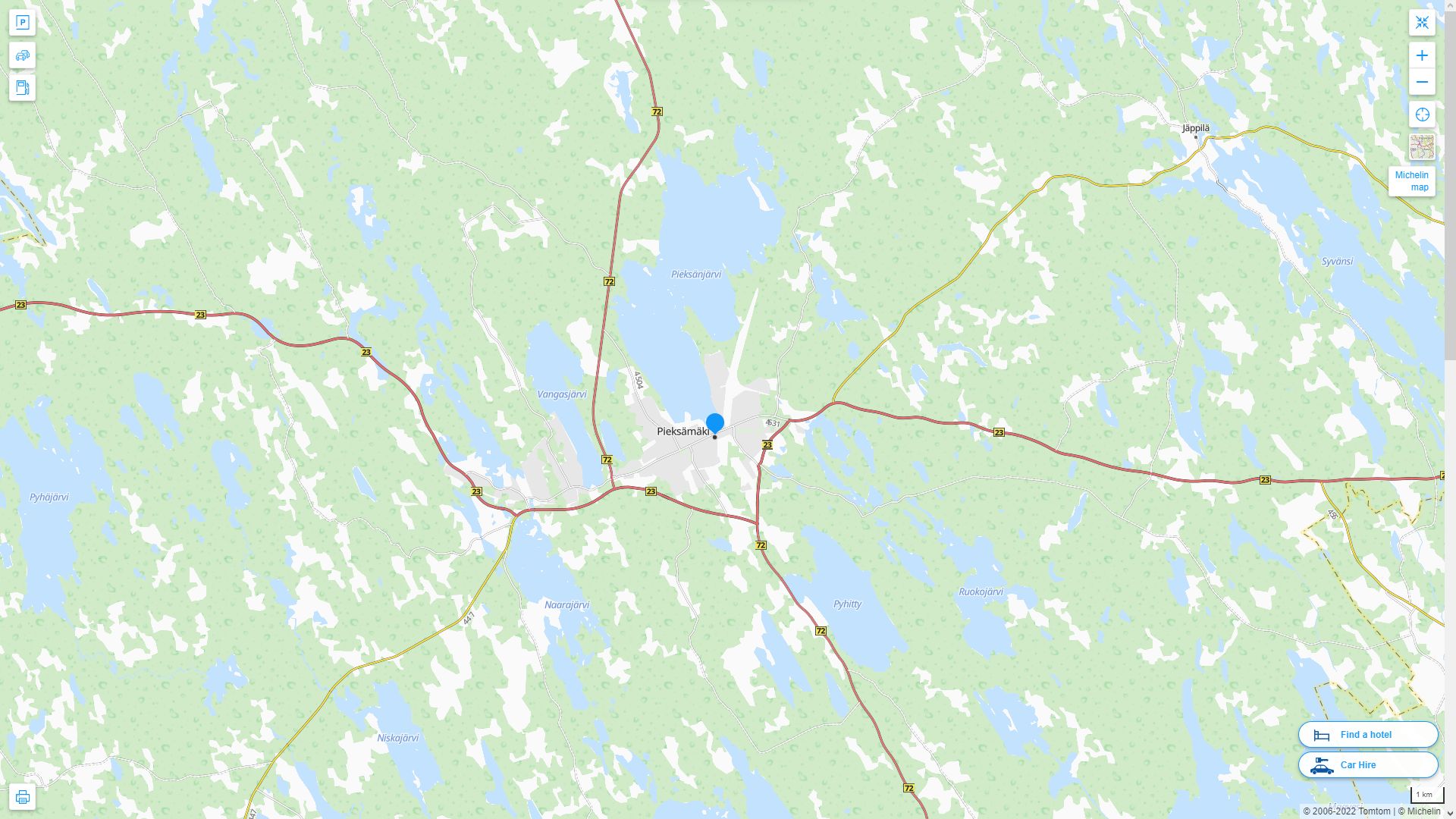 Pieksamaki Highway and Road Map